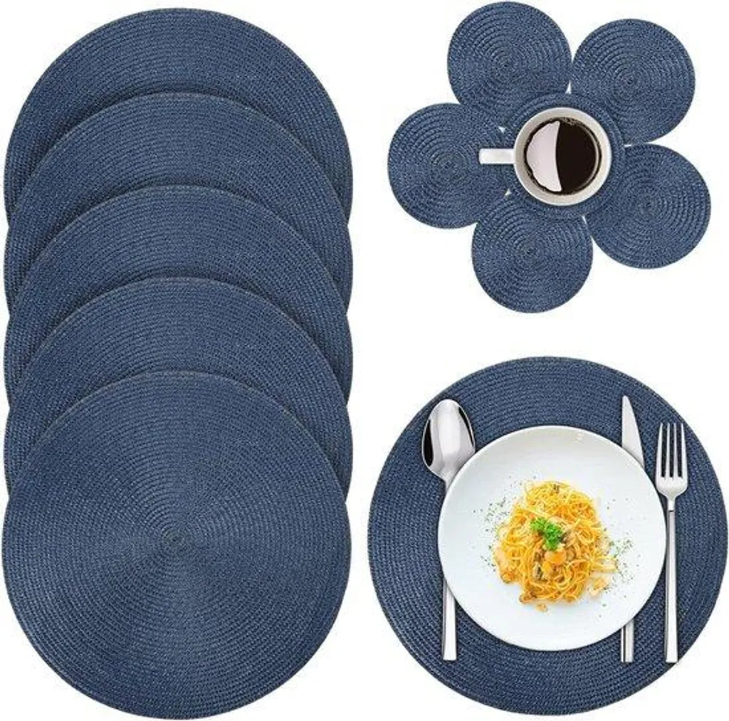 Sets de table antidérapants et lavables bleus pour table de cuisine