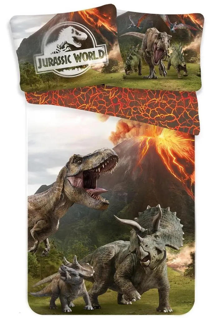 Déco chambre enfant Jurassic World : Parure de lit simple Vulkan AG1556