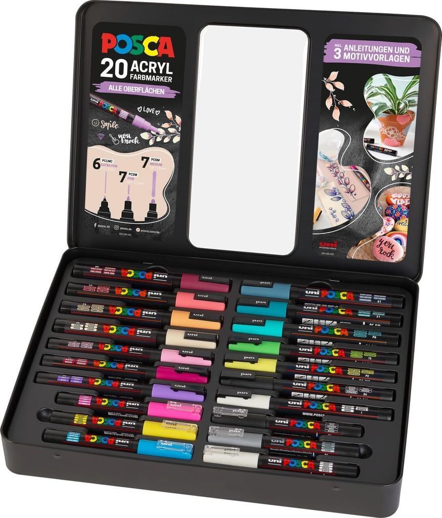 uni-ball 186829 uni-ball POSCA Marker Metalletui DIY Productafbeelding 
