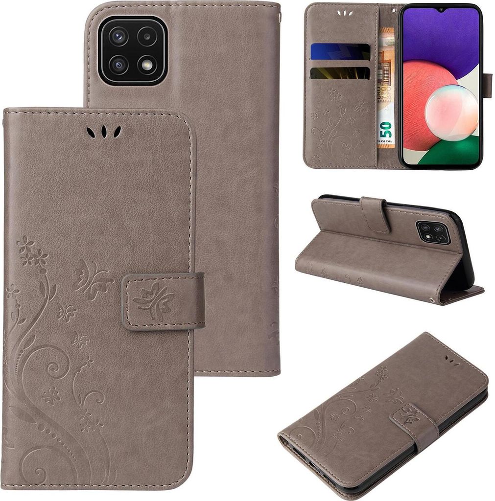 Collage of images showing a flip phone case from different angles and perspectives.