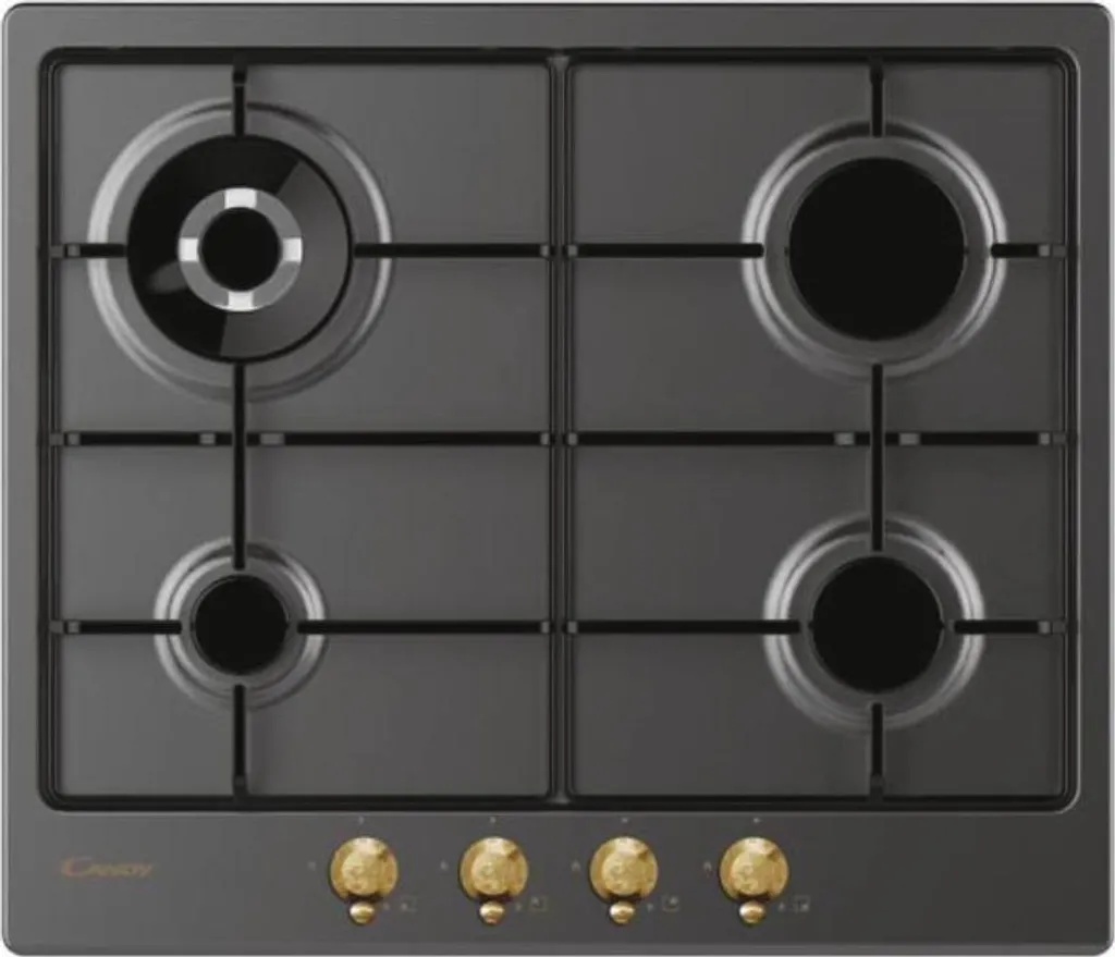 Candy CHW6BR4WGTGH Table de Cuisson 4 Feux Gaz Finition Anthracite