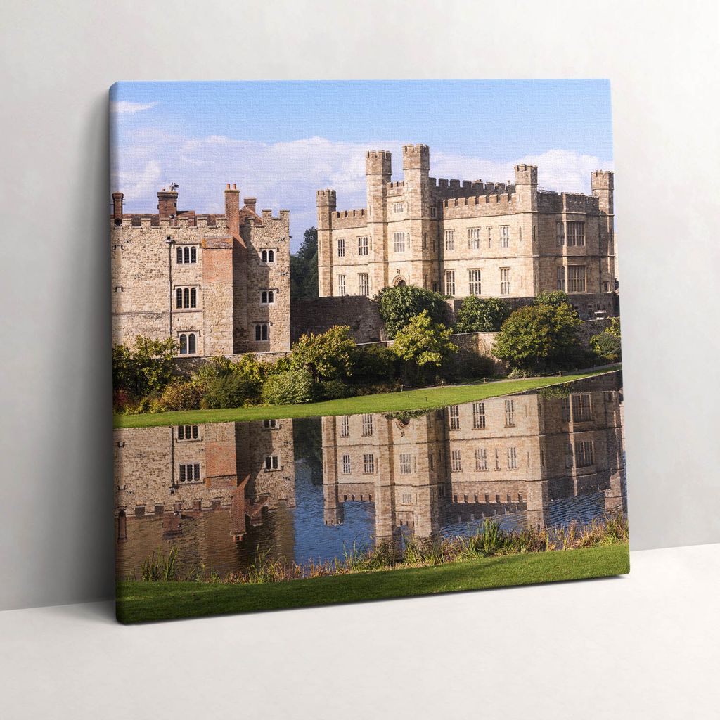 Leeds Castle Fortress – Leinwandbild Wandbild – 60x60 cm – Leinwandbilder – Wandbilder – Schlafzimmer – Flur