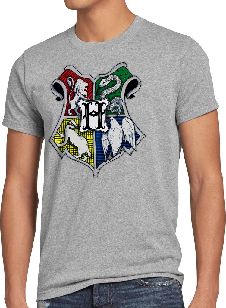 BaumwolleCloud Zauberschule T-Shirt Herren potter zauberei magic löwe adler schlange