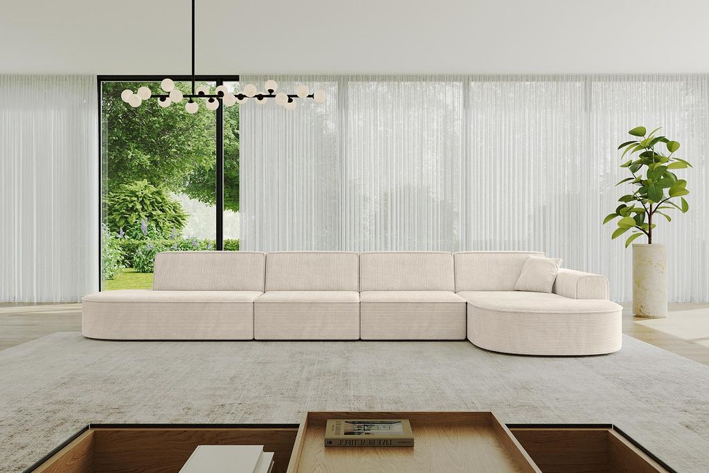 ALTDECOR Ecksofa in L-Form MARI-L3 - 413x171x79,5 cm Beige - Corner Sofa Bett Eckcouch Couch Wohnlandschaft Cauchsofa