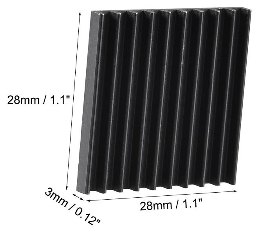 5Stk. Parallele Kerben Kš¹hlk?rper fš¹r MOS GPU IC Chip 28 x 28 x 3 mm Schwarz
