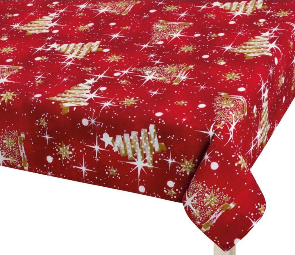Obrus BOŻE NARODZENIE - 100x100 cm - czerwony, złoty Zdjęcie produktu 