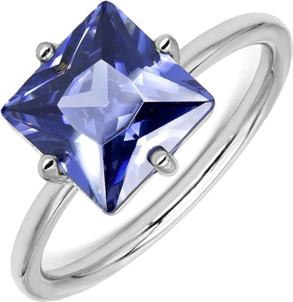 Anello New Bling Argento 925 Viola Square 8mm - Misura 58