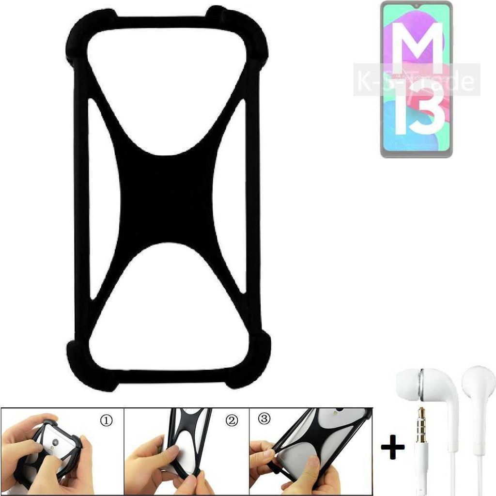 K-S-Trade Handy-Hülle + headphones kompatibel mit Samsung Galaxy M13 4G Schutz-Hülle Bumper Silikon Cover Case Silikoncase Silikonbumper TPU