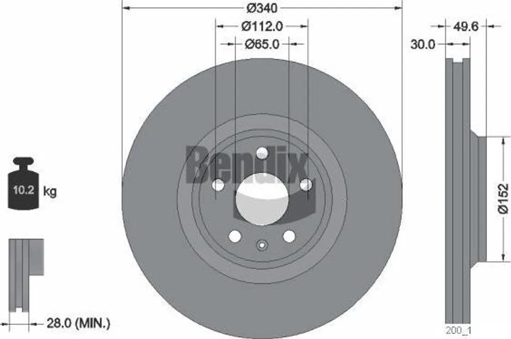 Disque de frein pour Audi TT 8J0615301 - Remplacement Qualité OE Bendix