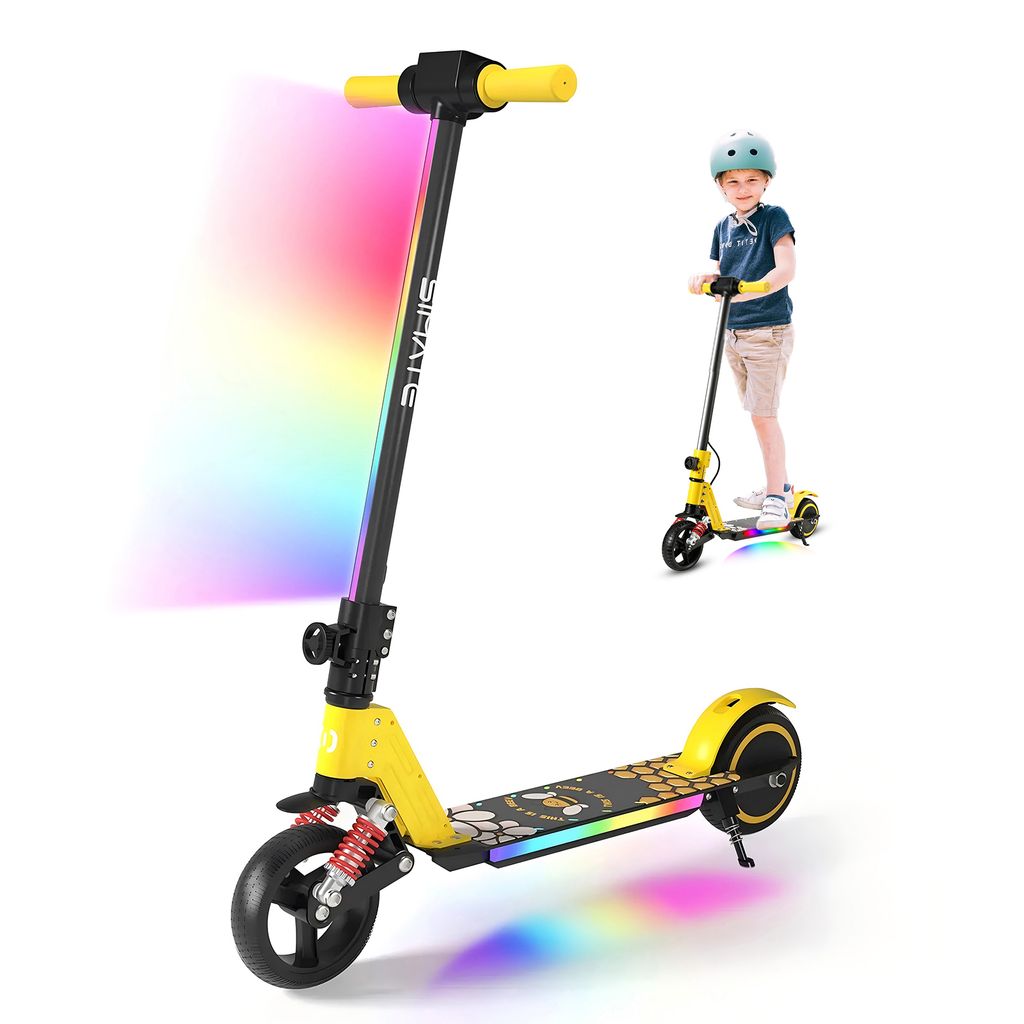 Elektroscooter Kinder 130W Motor 14Km/h Elektroroller LCD-Display E Scooter Für Kinder Und Jugendliche Bis 70kg Klappbar E Roller- Gelb