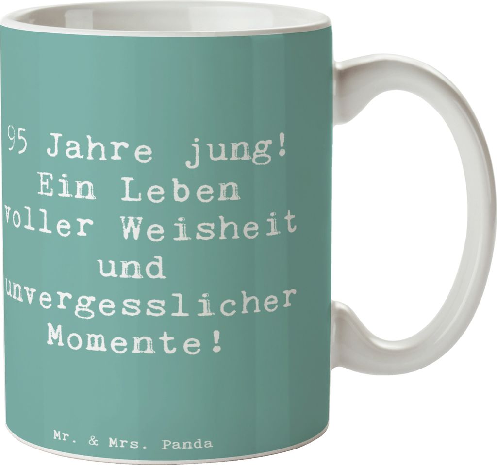 Mr. & Mrs. Panda Kaffeetasse Spruch 95. Geburtstag Weisheit - Meeresbrise - Geschenk, Glückwunsch, Erinnerungen, Henkelbecher, Pott, Happy Birthda...