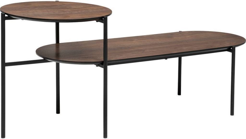 Zweistufiger couchtisch "kemi" aus walnussfurnier & metall 118x43cm - Atmosphera créateur