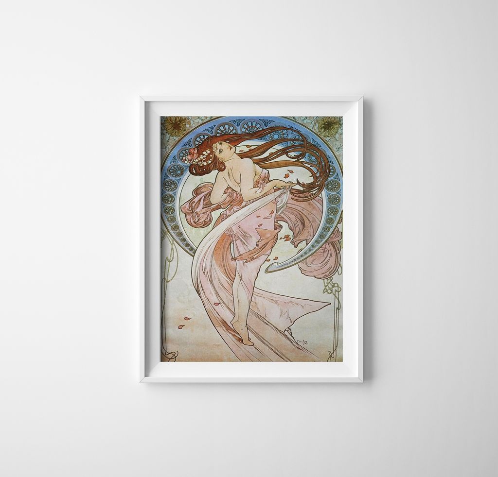 Poster - Canvas - Leinwand - 21 cm x 29,7 cm - Fotoposter - Leinwandkunst - Tanzen Alphonse Mucha