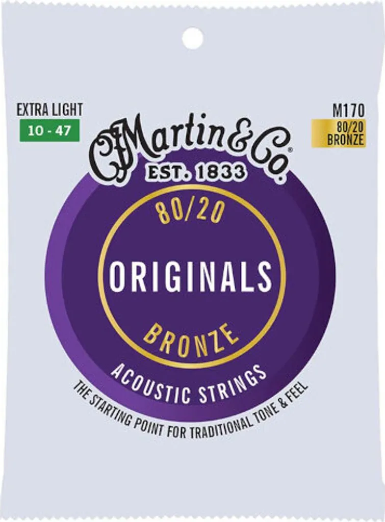 Jeu de Cordes Guitare Acoustique Martin M170 Extra Light 10-47 Bronze