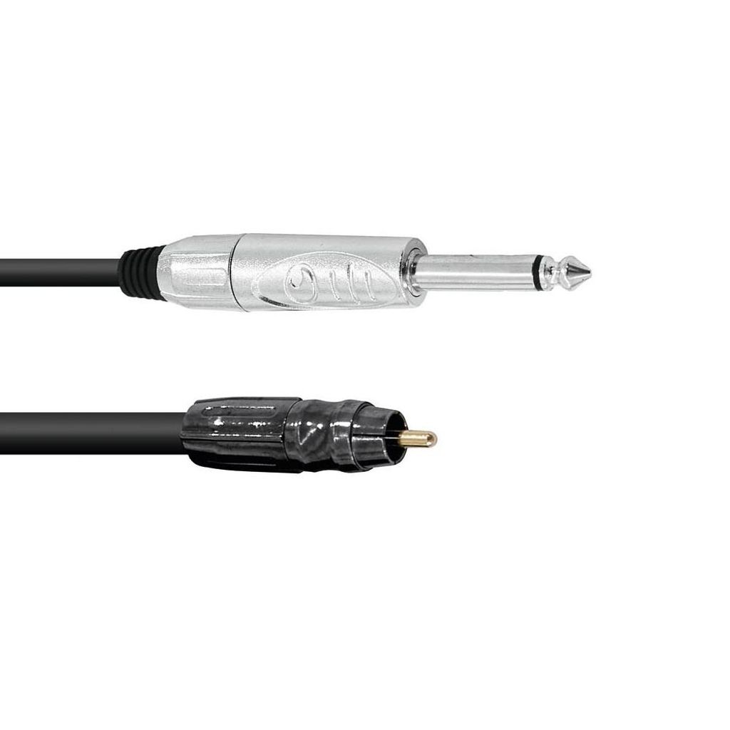 2m Cinchstecker Klinkenstecker 6,3 mm mono Adapterkabel Chinchkabel Stereokabel Anschluss Audio schwarz Omnitronic