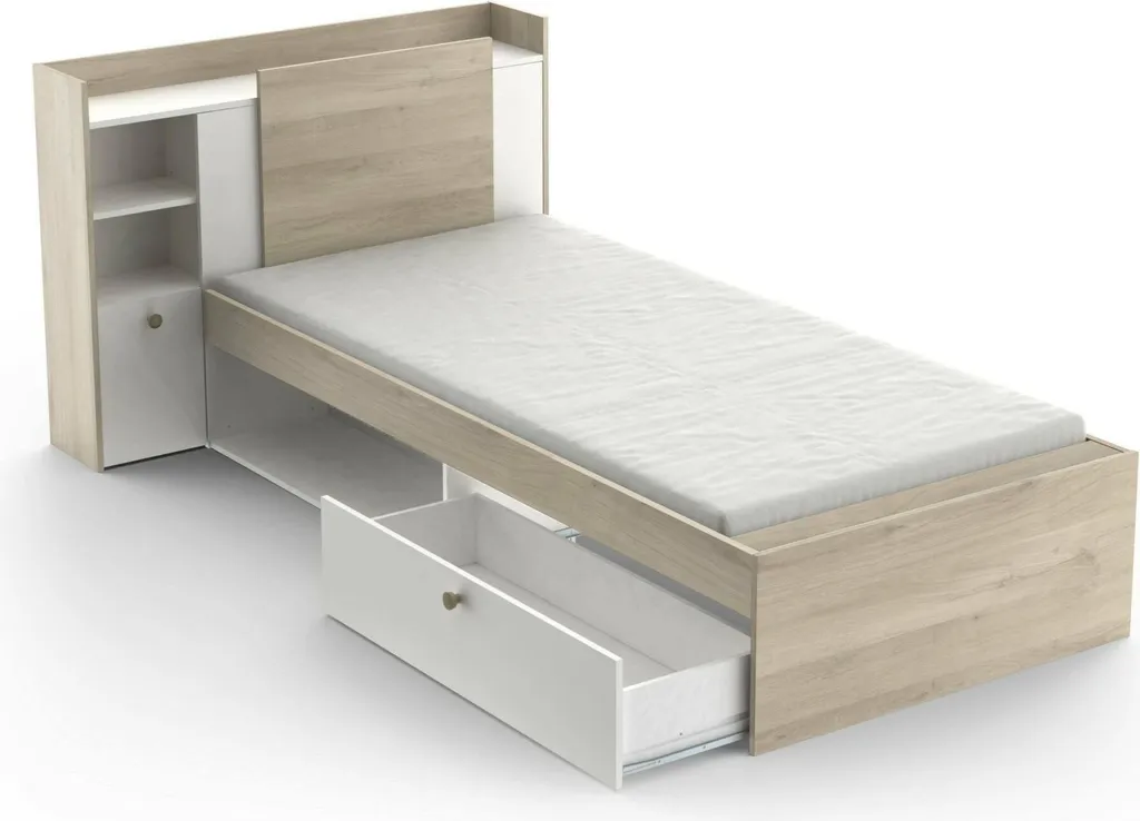 Lit Adulte et Enfant Wali Chêne Brun - Idéal pour Optimiser l'Espace