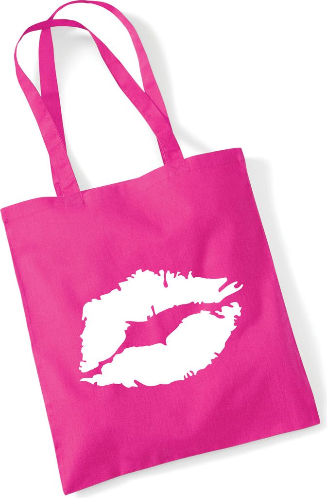 Huuraa Jutebeutel Kussmund Lippen 10 Liter Fuchsia Baumwolle Tasche Geschenkidee