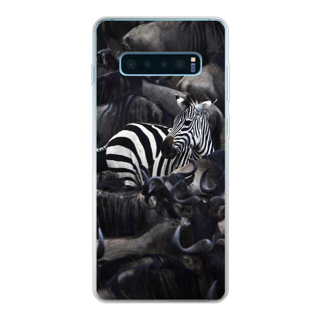 MuchoWow Handyhülle Schutzhülle Hülle für Samsung Galaxy S10 Lite Zebra - Büffel - Braun Silikon Softcase Handy Hülle - Schutz