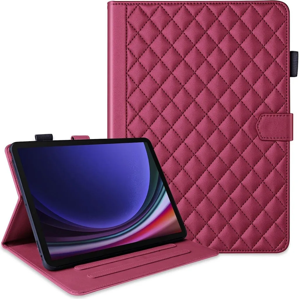 Custodia Samsung Galaxy Tab S10 FE Plus in Pelle Rossa con Supporto