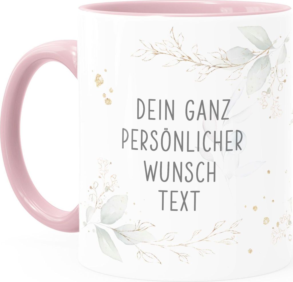 Kaffee-Tasse Mama Wunschtext Monogramm personalisierte Geschenke Muttertag SpecialMe weiss-innen-rosa Keramik-Tasse