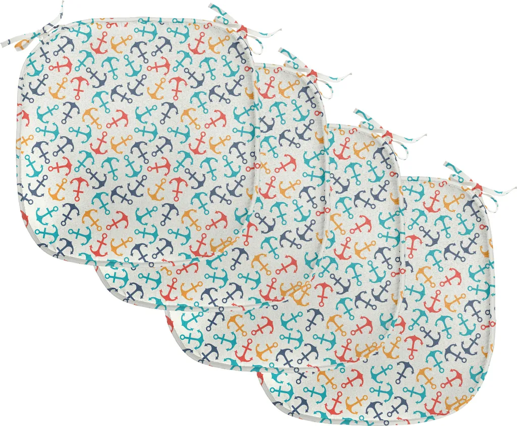 Coussins de Siège Décoratifs avec Attaches Motif Marine Lot de 4
