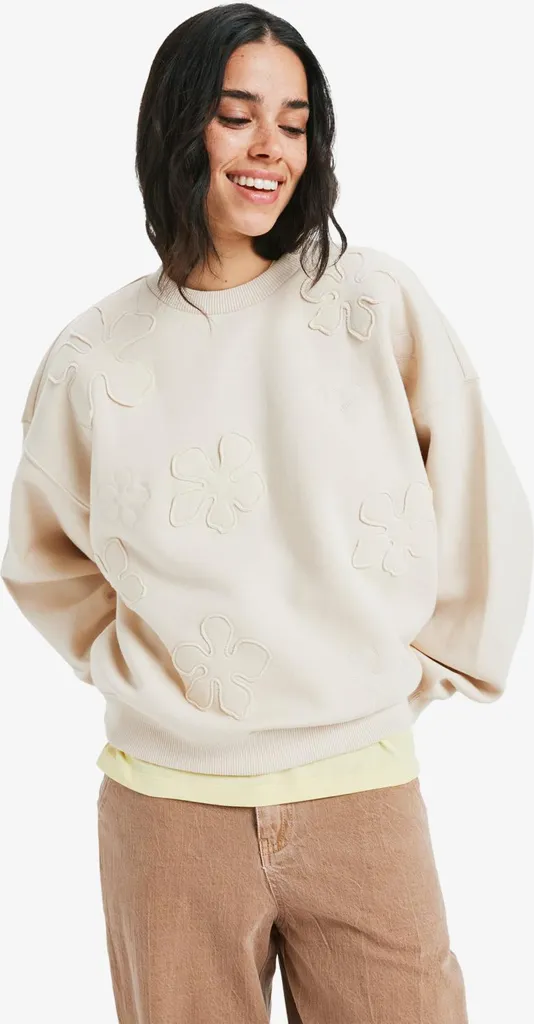 Roxy Please Please Crew Felpa Donna L - Look Casual Pergamena