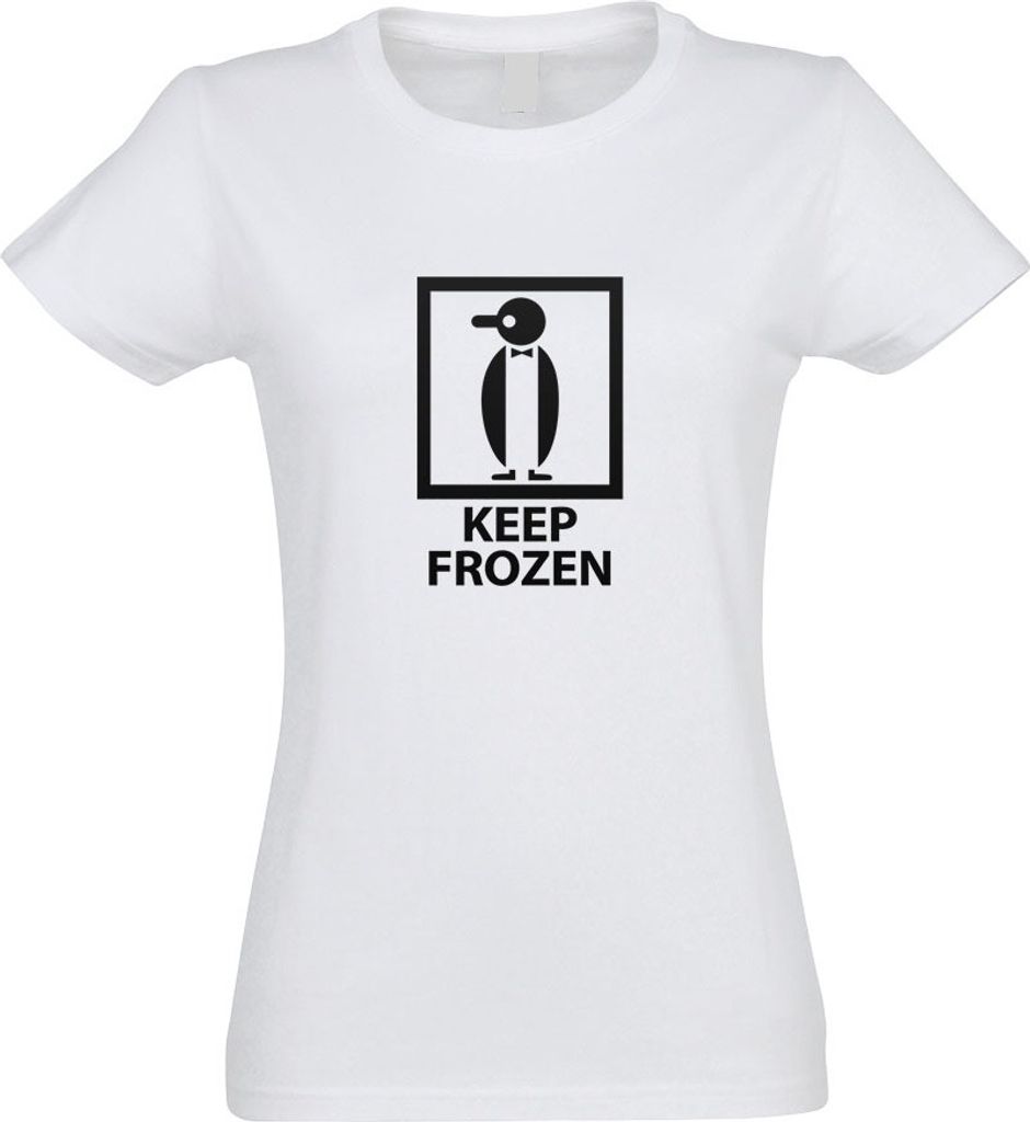 Kiwistar - T-Shirt tailliert - Damen - Weiss - Keep Frozen - gefroren - mit Motiv Bedruckt - Funshirt Design - Sport - Freizeit - Damen - S