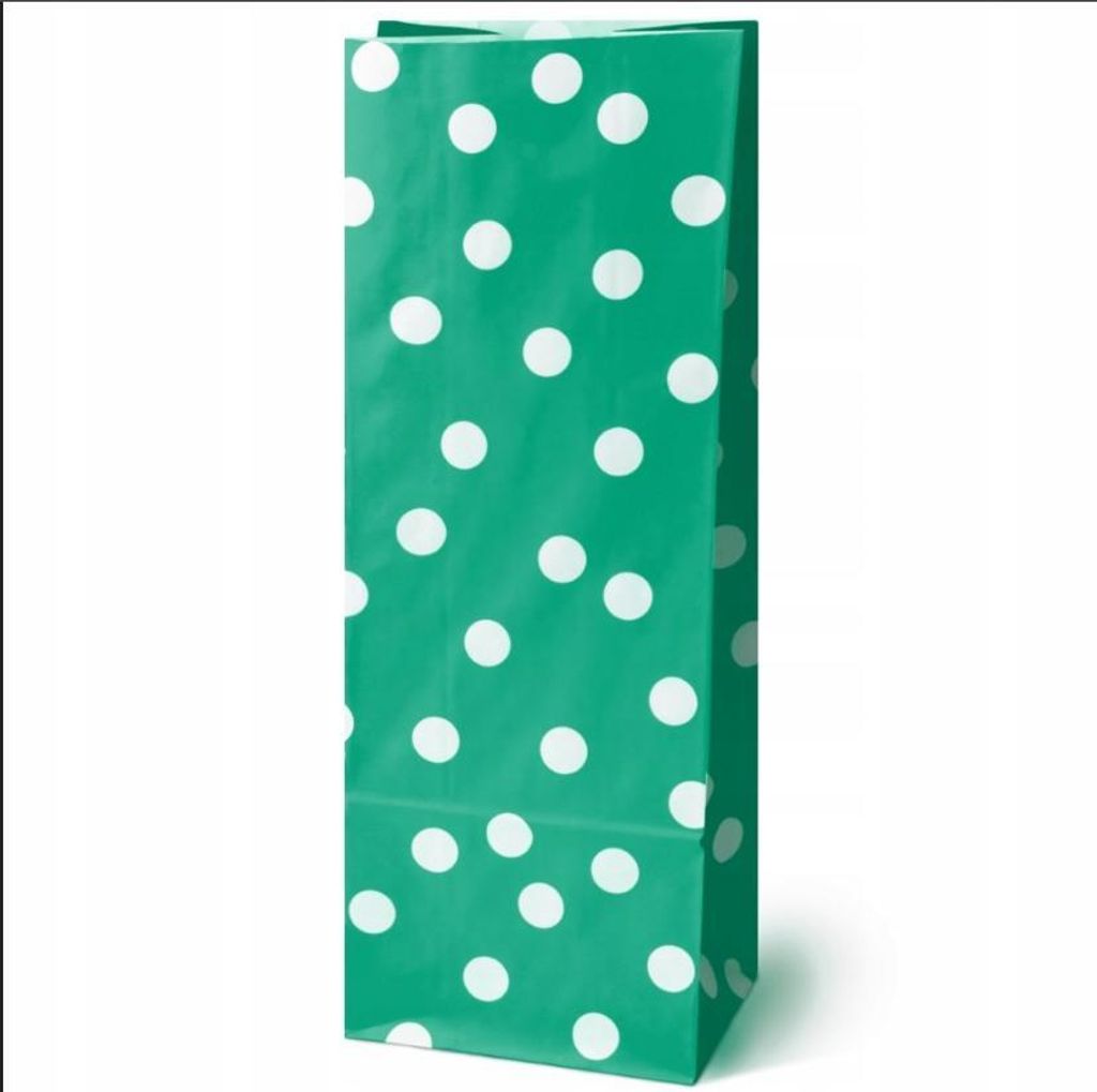 Papier Geschenktüten 10 Stück 10x7x28 cm grün Punkte – Süßigkeiten Geschenkbeutel Geburtstag Mitgebsel