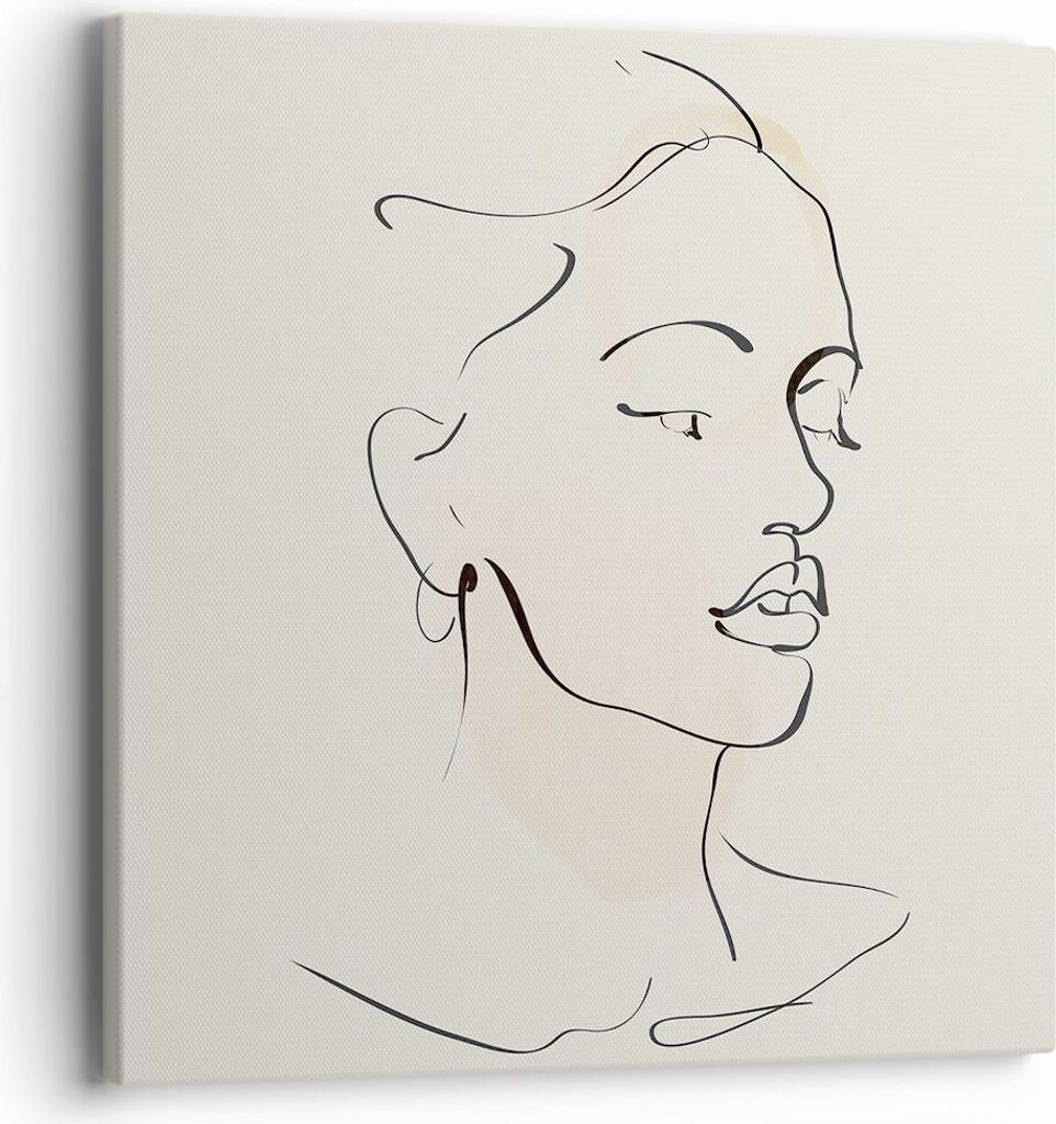 Bild auf Leinwand - Leinwandbild - Einteilig - Frau Zeichnung Linie - 40x40cm - Wand Bild - Wanddeko - Wandbilder - Leinwanddruck - Bilder - Wandde...