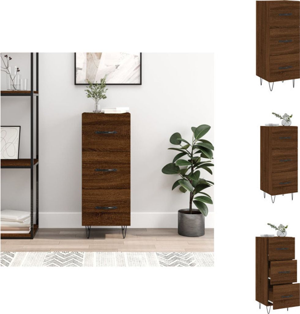 vidaXL Sideboard Braun Eichen-Optik 34,5x34x90 cm Holzwerkstoff - Sideboards