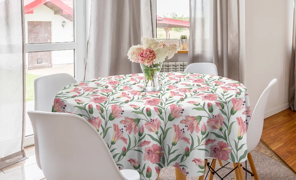 Tovaglia da Pranzo ABAKUHAUS 150cm Floral Design Verde Rosa