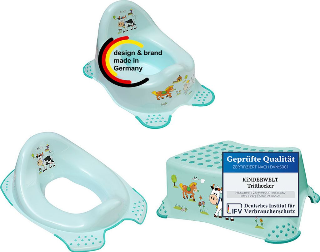 3er Set Funny Farm aquamarin: Kindertopf + WC Aufsatz + Produktbild 