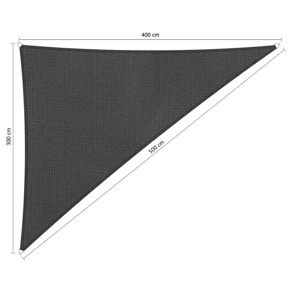 SHADOW COMFORT 3 x 4 x 5 m Dreieckiges Sonnensegel Carbon Black 90° Asymmetrisch