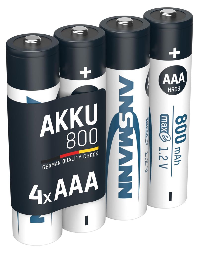 ANSMANN Akku Micro AAA 800 mAh 1,2V Ni-MH, 4 Stück Produktbild 