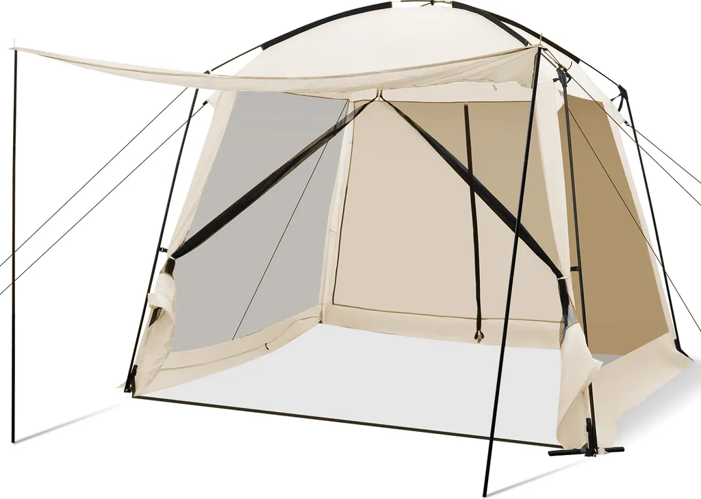 Tente COSTWAY 6-8 Personnes avec Auvent, Tente de Camping Imperméable