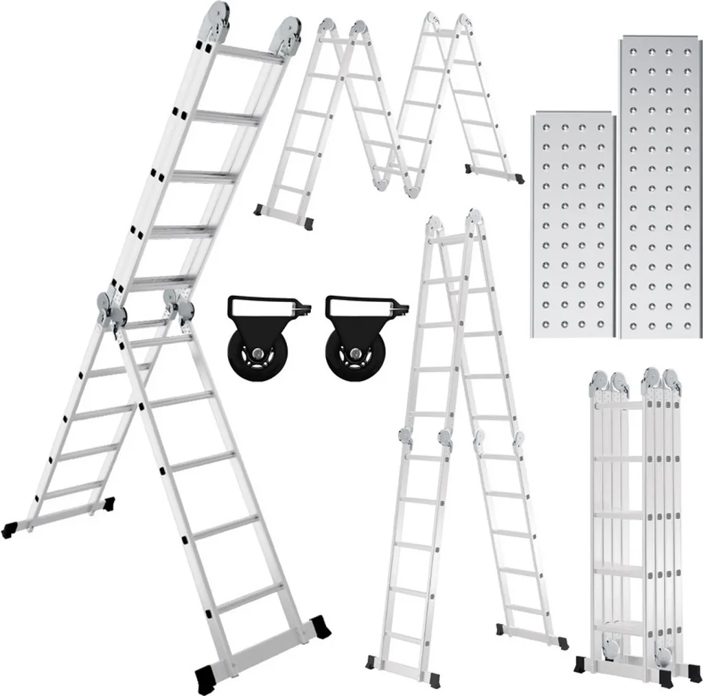 Échelle polyvalente Jopassy 582 cm alu articulée avec plateforme 4x5 marches