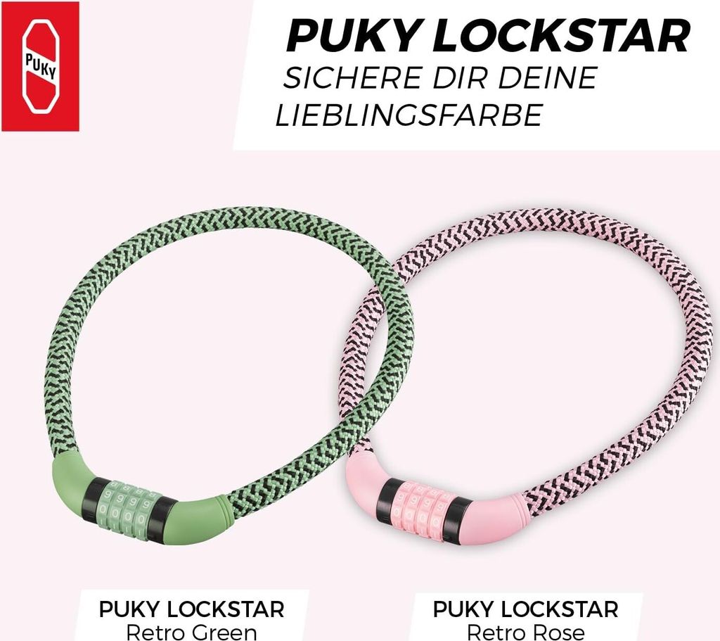 PUKY LOCKSTAR Kabelschloss Retro Rose | Flexibles 70cm Produktbild 8