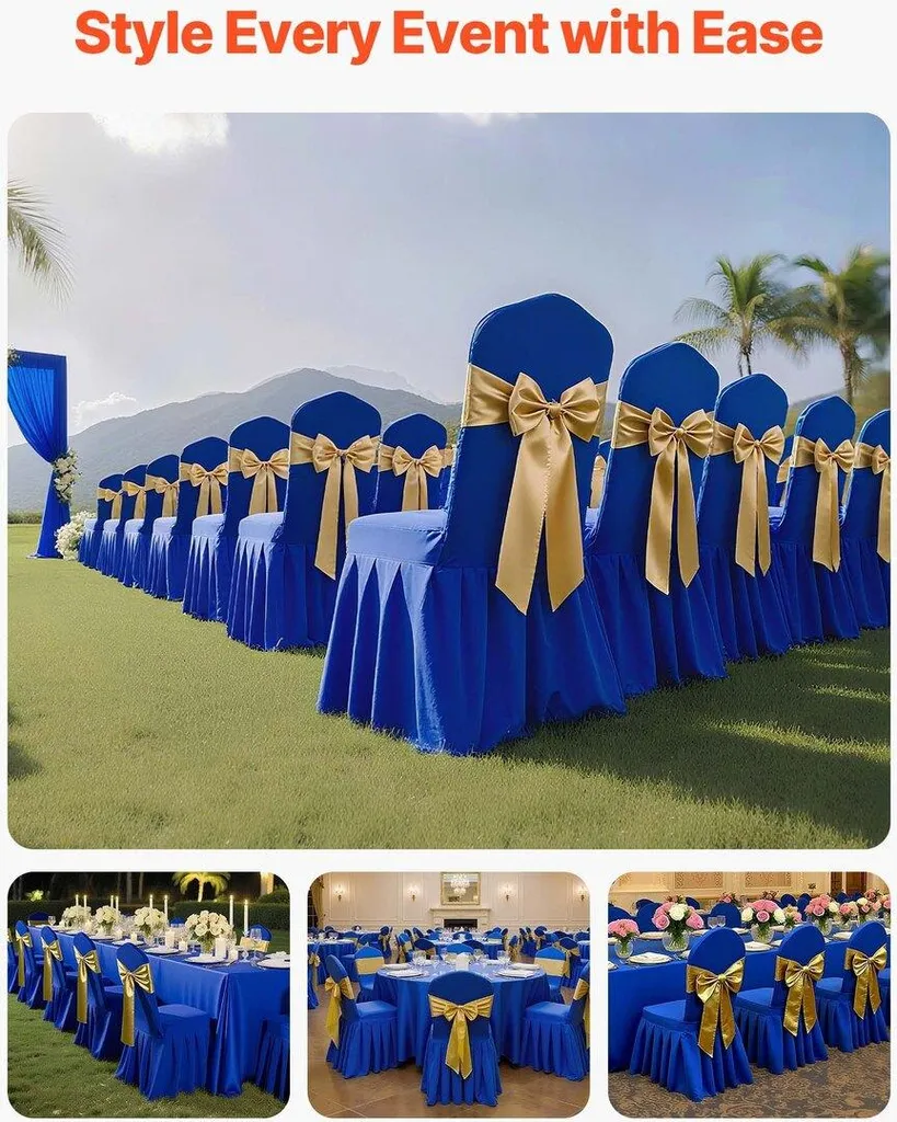 Offerta 30 Coprisedie Elasticizzati Blu | Poliestere per Eventi - 2