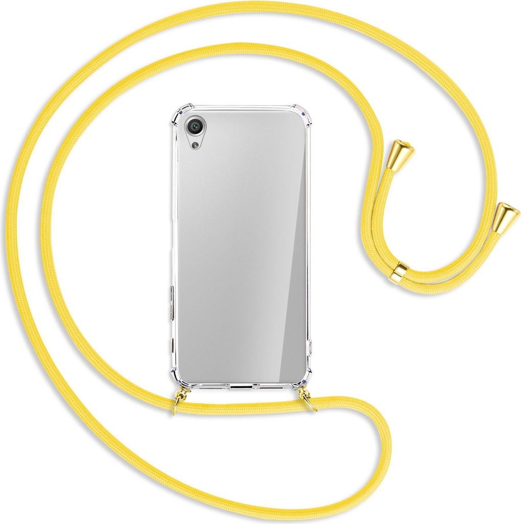 Handykette Backcover-Schutzhülle mit Band (Metall goldfarben) für Sony Xperia X Performance - gelb