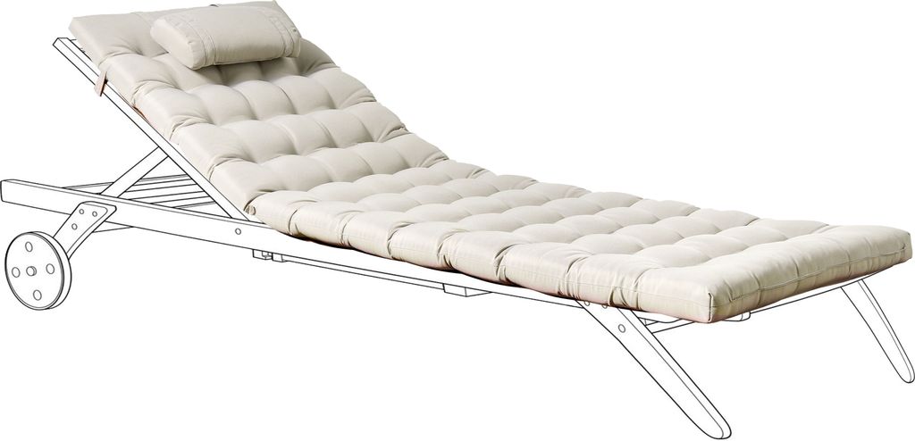 BELIANI Auflage für Gartenliege Taupe Stoff Gesteppt 192x56x5 cm UV-Beständig Modernes Design Liegenauflage mit Kissen und Befestigungsbändern