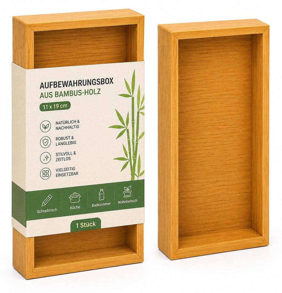 Bambus Aufbewahrungsbox 11 x 19 cm – natürliche Produktbild  KI-generiertes Bild