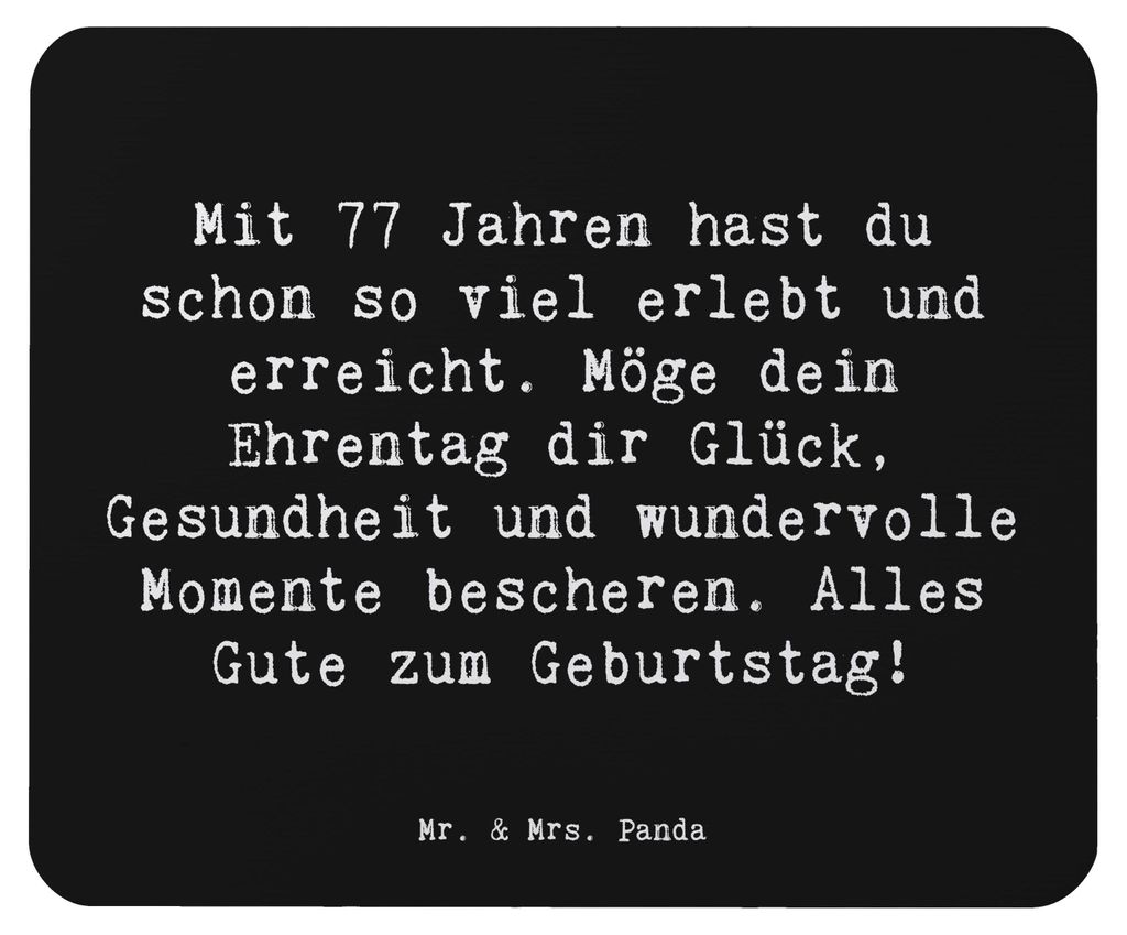 Mr. & Mrs. Panda Mousepad Spruch 77. Geburtstag Glückwunsch - Schwarz - Geschenk, Erlebnisse, Gesundheit, computer, Mauspad, Mouse Pad, Alter, Fei...