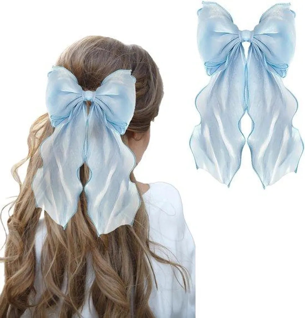Barrette bleue XL antidérapante - Maintien fort pour cheveux épais 11cm