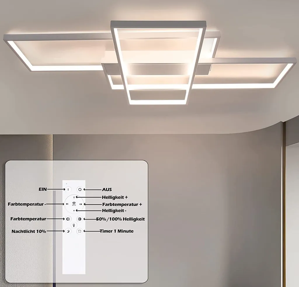 Plafonnier LED Dimmable 88W avec Télécommande - Intensité Réglable