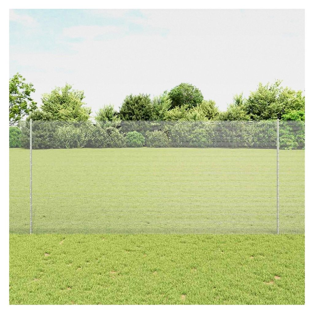 Geschweißter Drahtzaun mit 22 U-Pfosten, 1,4x25 m, aus Stahl, mobiler Zaun für Garten, Hof, Hühnerzaun, Kaninchengehege