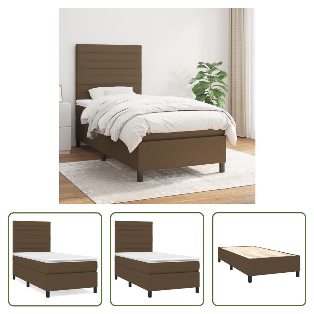 The Living Store Boxspringbett mit Matratze Dunkelbraun 90x200 cm Stoff