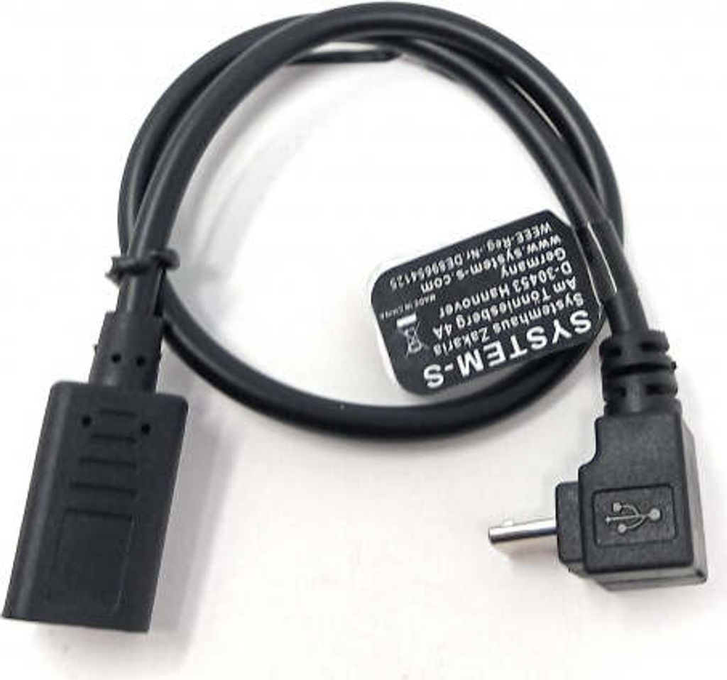 SYSTEM-S USB 3.1 Kabel 25 cm Typ C Buchse zu Micro B Stecker Winkel Adapter in Schwarz