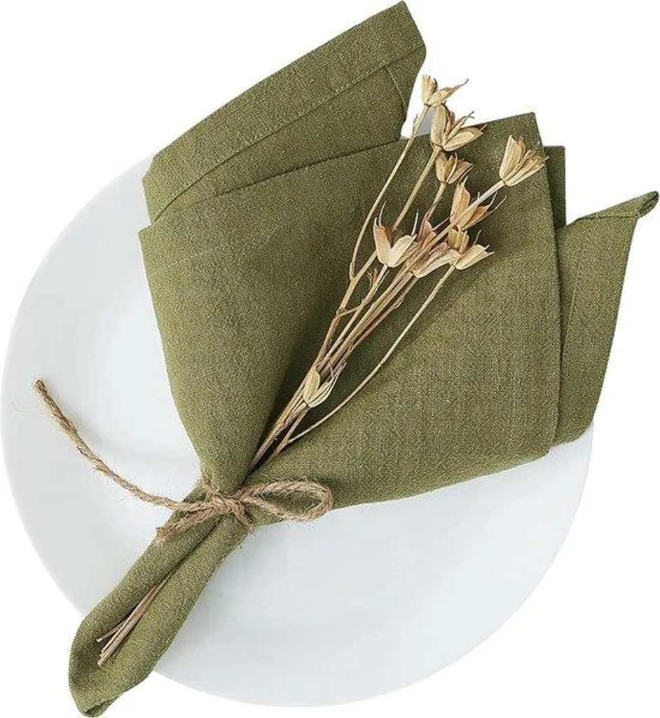 Serviettes en lin douces 40x40 cm lavables mélange lin et coton premium