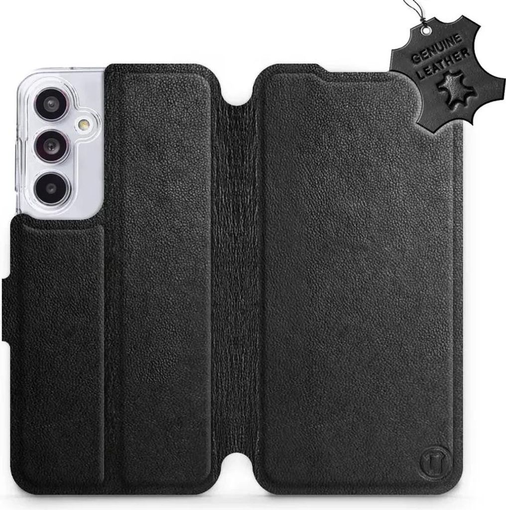 Echtleder Handyhülle für Galaxy A55 5G, Mobiwear Leather, Schwarz