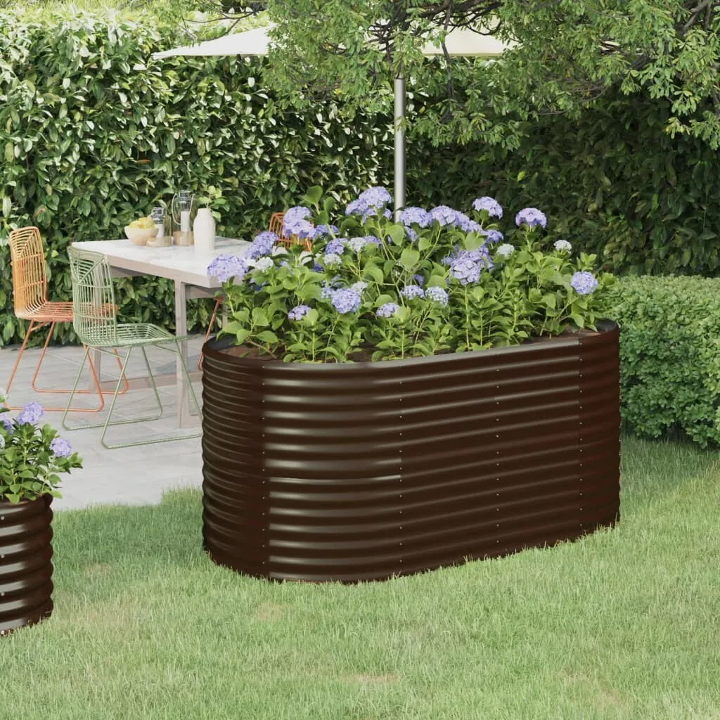 Parterre surélevé en acier marron 152x80x68 cm - Bac à fleurs robuste